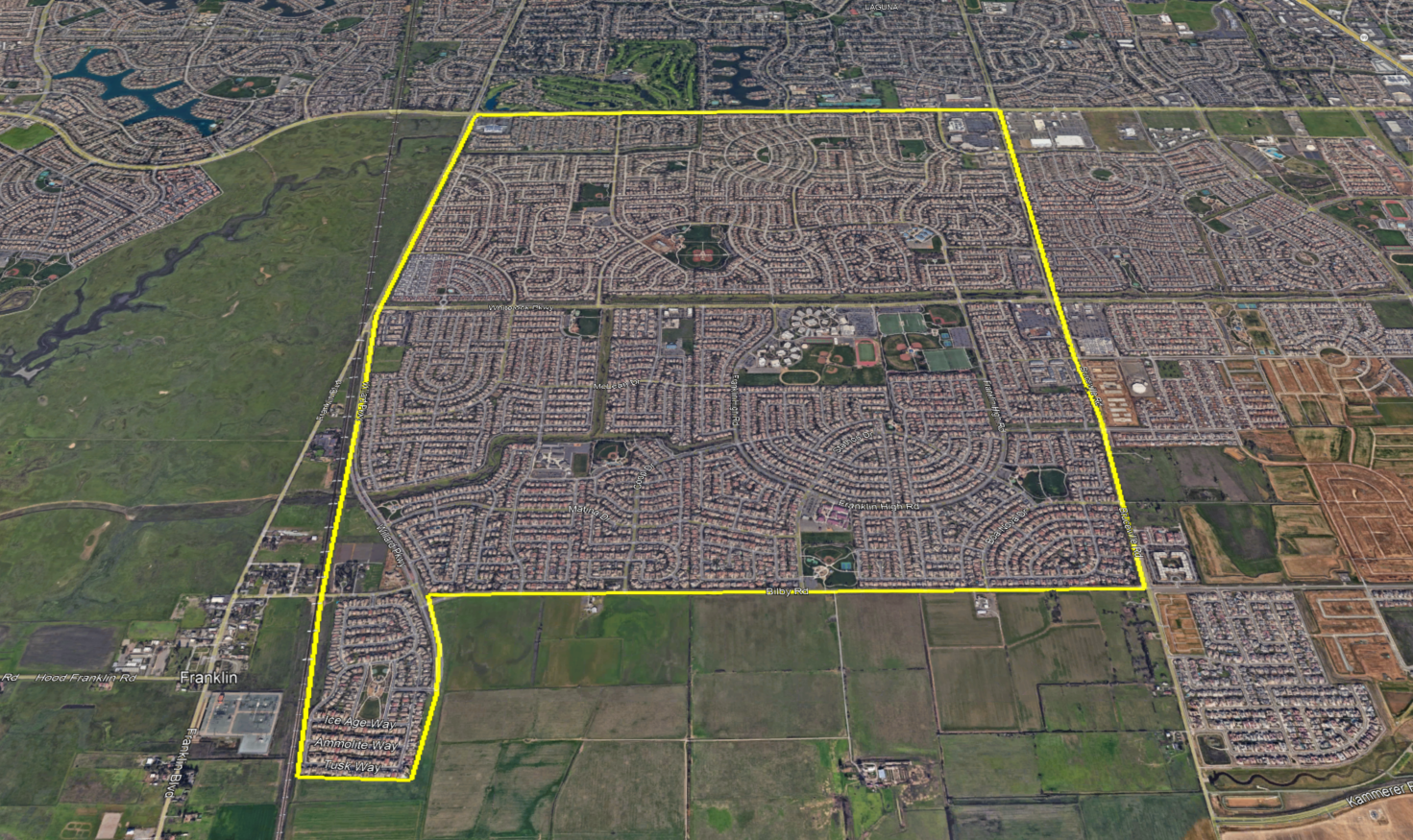 East Franklin Specific Plan aerial map